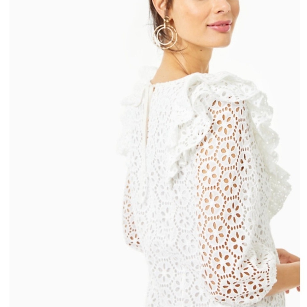 Lilly Pulitzer Primm Dress Size Small In Resort White Preppy Dainty Eyelet - Picture 10 of 13